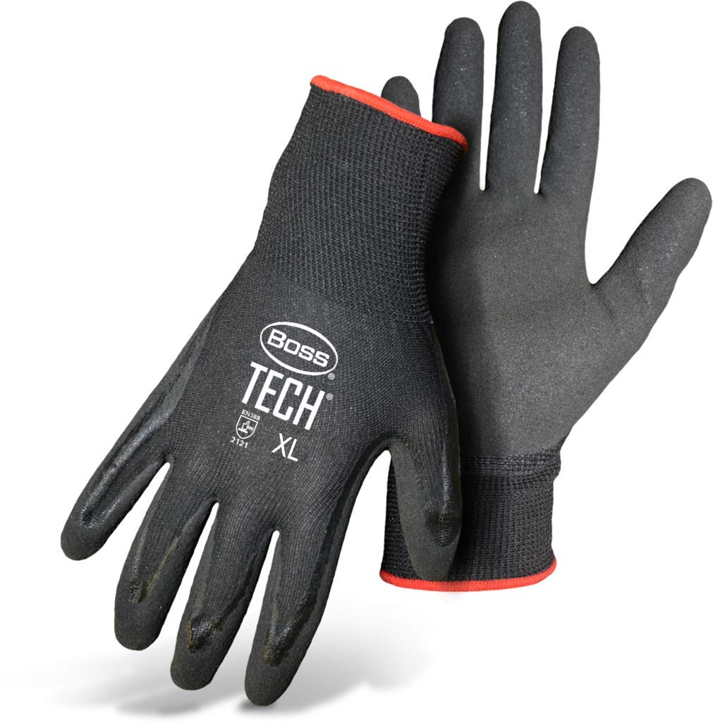 BOSS® 7820L Work Gloves, Large, Nylon, Black