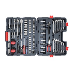 Crescent® CTK148MPN Mechanic's Tool Set, Blow Molded Case Tool Storage, 1/4 in, 3/8 in, 1/2 in Drive, 6 and 12-Point, 148 Pieces, Crestoloy® Alloy Steel, ANSI/ASME Specified