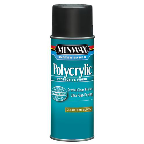 Minwax® Polycrylic® 34444 Spray Paint, 11.5 oz Container, Clear, Semi Gloss Finish