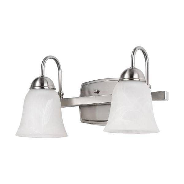 SATCO® 62/1568 Vanity Light, 2 Lamps, LED Lamp, 15W Fixture, 120V, Brushed Nickel Housing, Warm White Light