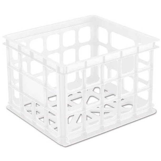 Sterilite 16928006 Storage Crate, 15-1/4 in Outside Length, 13-3/4 in Outside Width, 10-1/2 in Outside Height, White